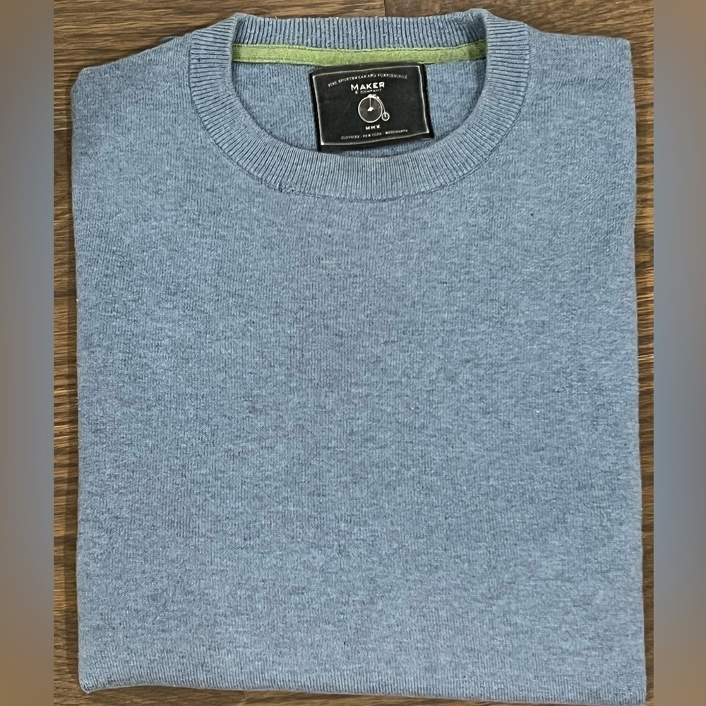 Maker & Company MMX Sweater Pullover Mens M light blue Knit Cotton Long Sleeve - Picture 9 of 9